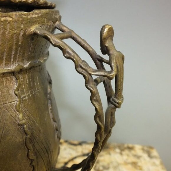 African Ashanti Kudo Bronze Tribal Lidded Container - Picture 2 of 8